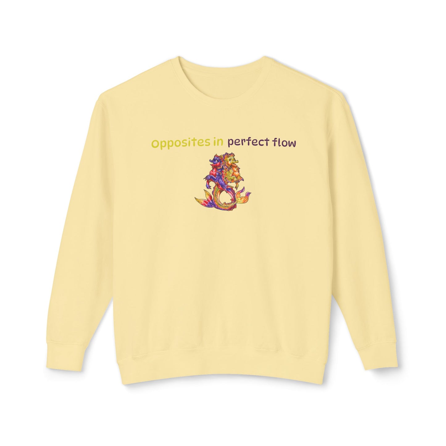 Baby Dual Hippocampus – Opposite Flow-Dual Ocean Fantasy Art – Hippocampus Pair- Unisex Crewneck