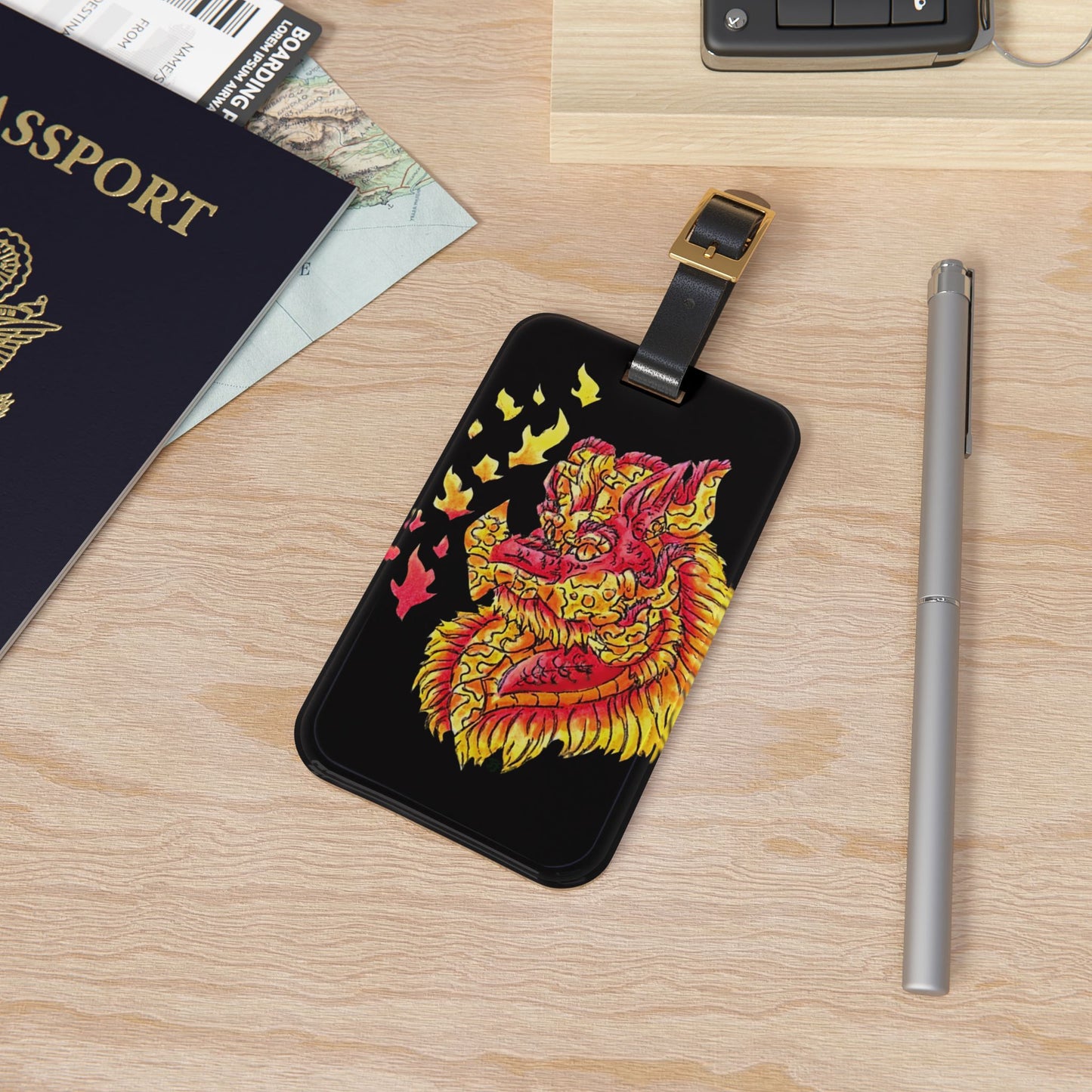 Fire Dragon Head Luggage Tag