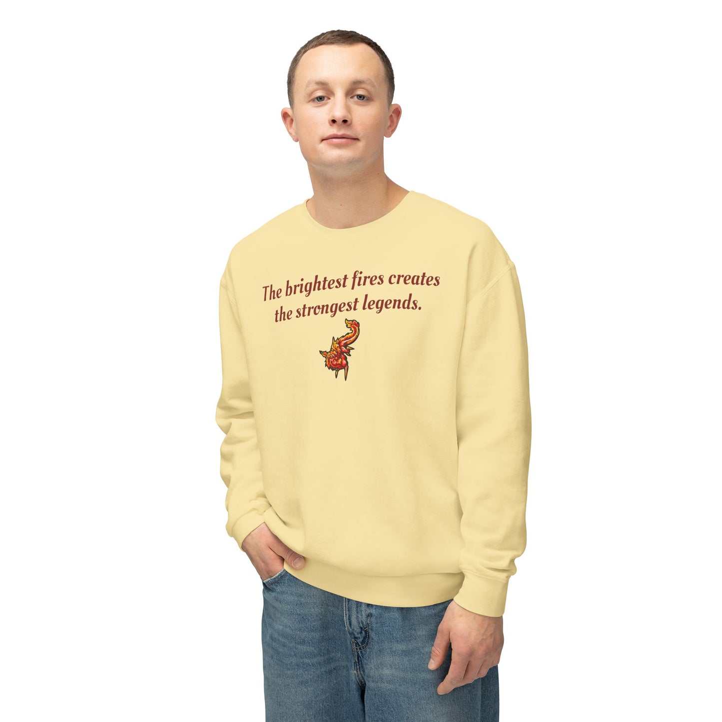 Chibi Fire Dragon- Strongest Legends-Elemental- Fantasy Dragon- Crewneck