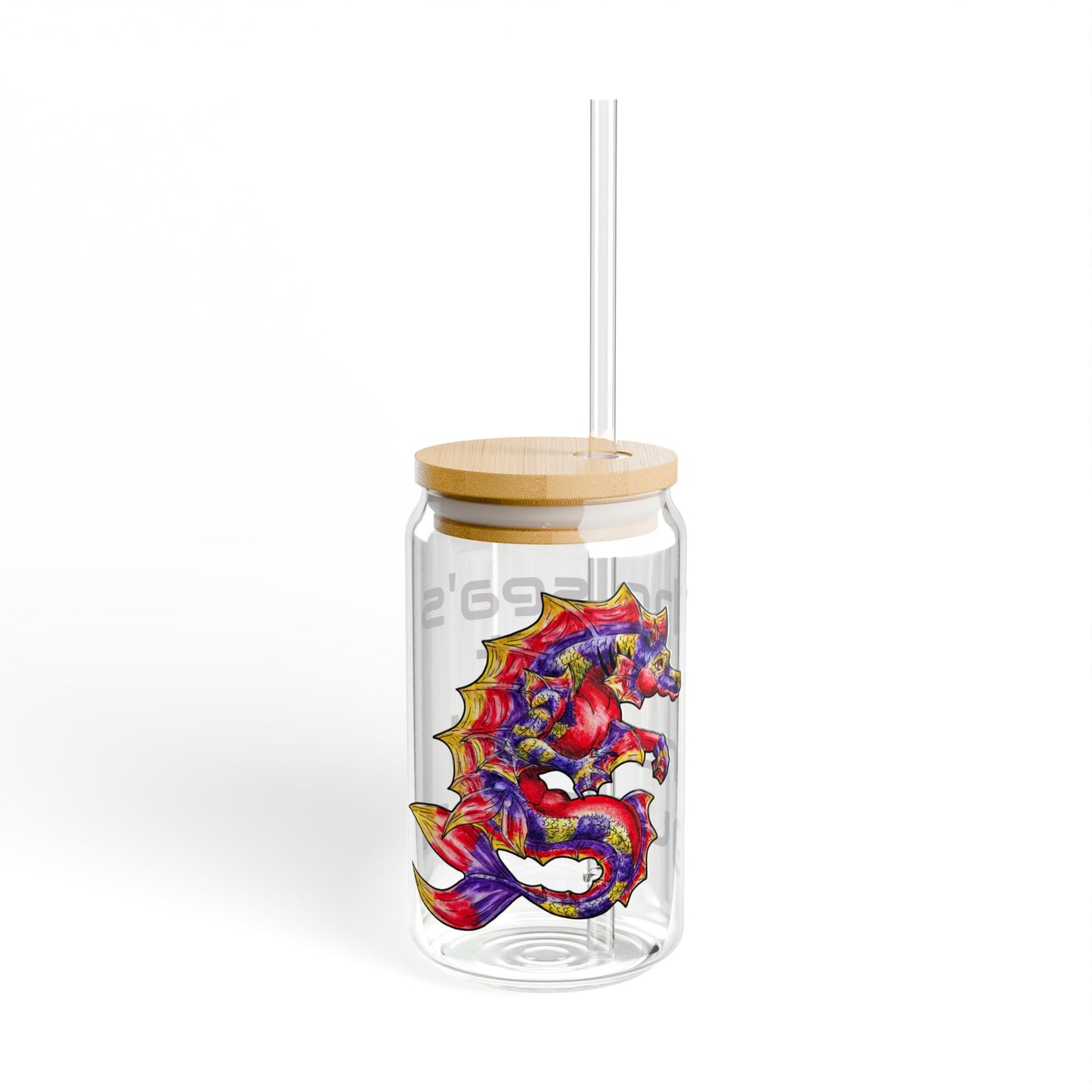 Sunset Hippocampus- The Sea's Guardian- Marine Fantasy Illustration- Fantasy Ocean Art- Glass Tumbler 16oz