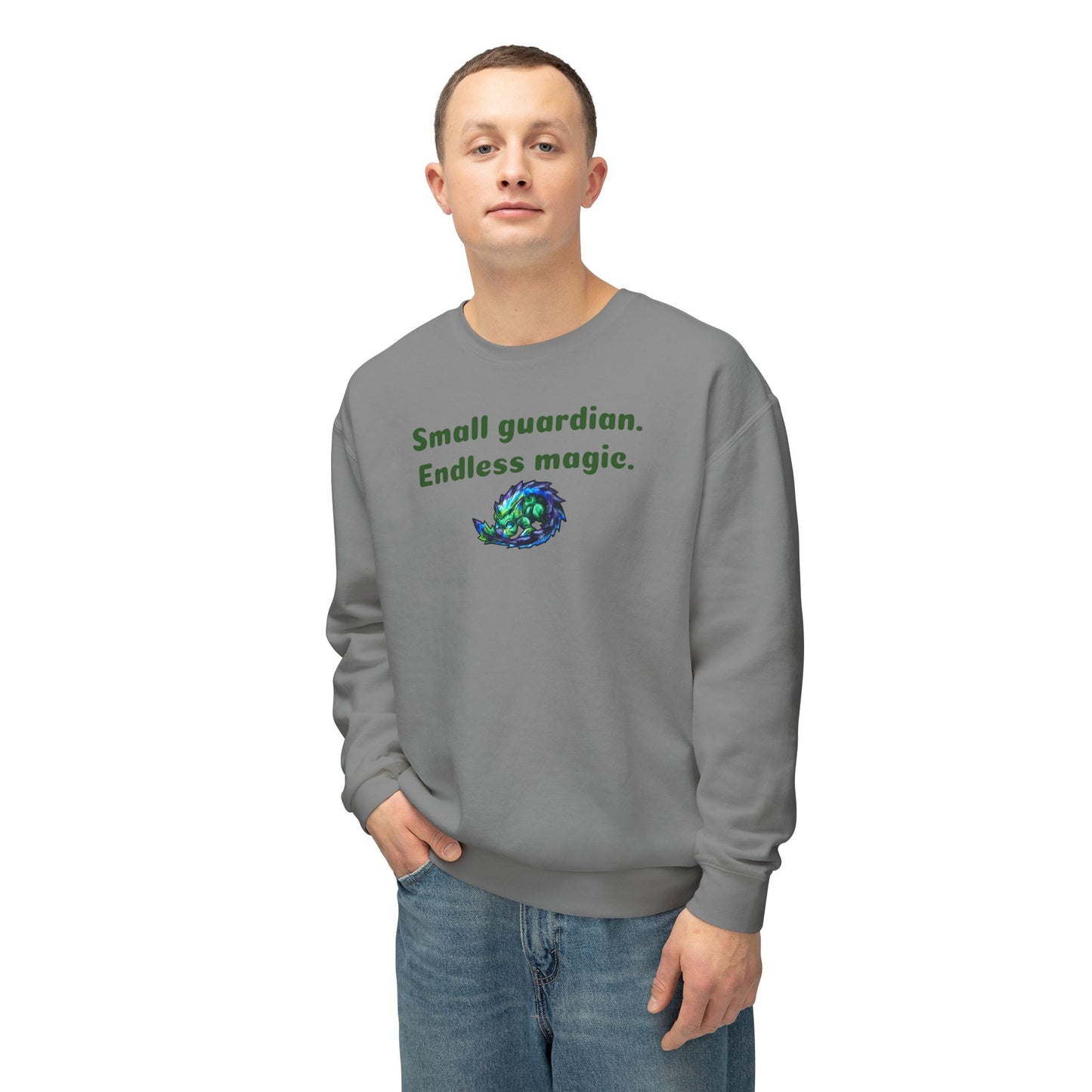 Chibi Arlathia the Hedgehog- Endless Magic- Green Creature Drawing - Cute Animal Illustration- Crewneck