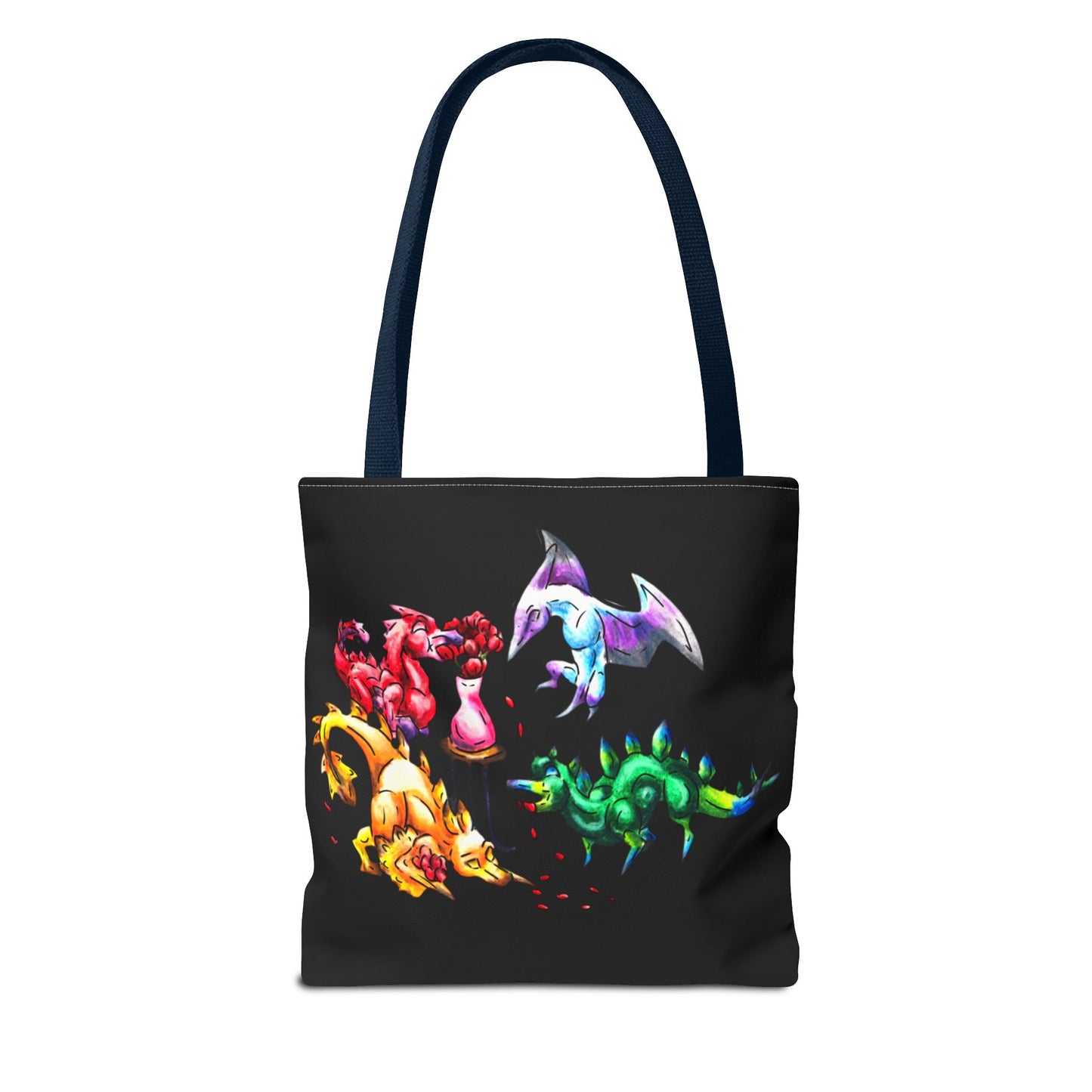 Valentine Cuties- Dinosaur Groupings – Chibi Fantasy Animal Art – Valentine's Day Art – Dinosaur Decor – Valentine Lover Gift- Tote Bag