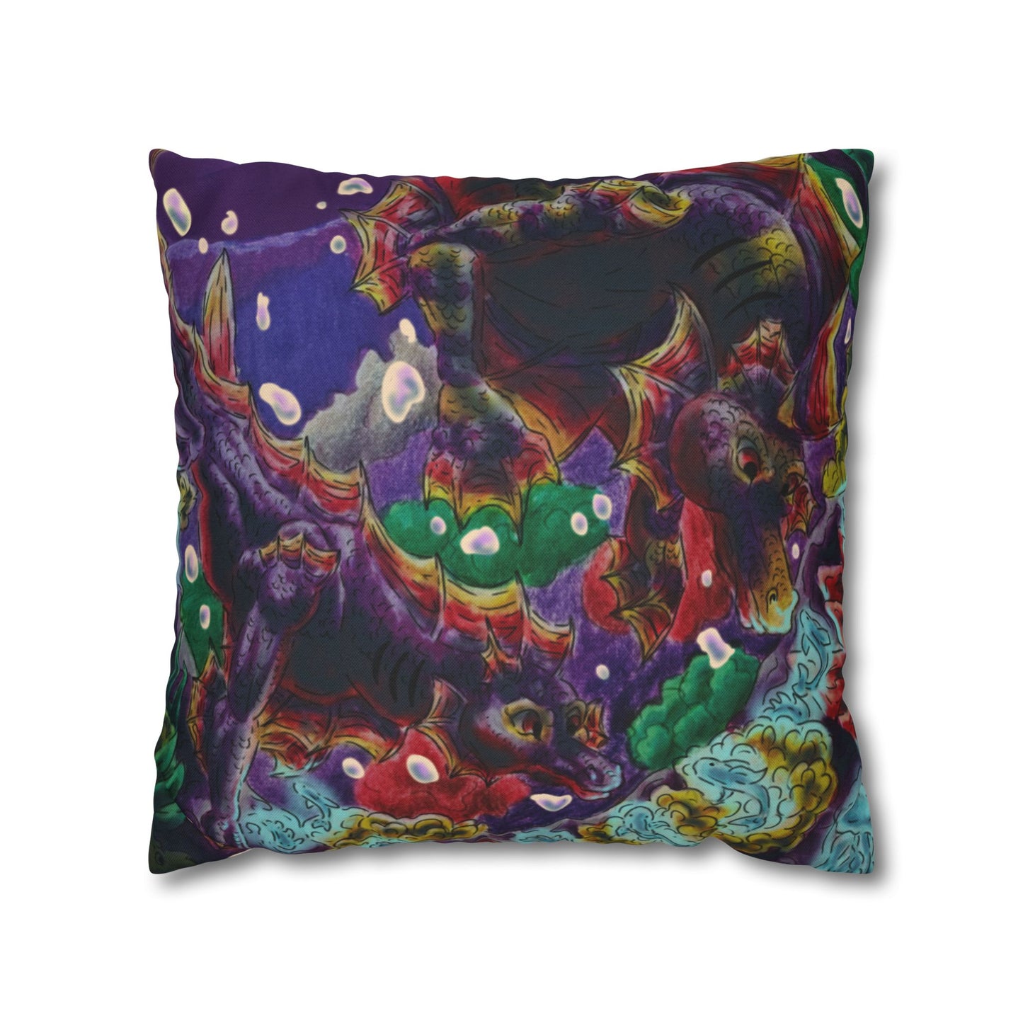 Sunset Hippocampus- Vibrant Ocean Fantasy Art- Marine Fantasy Illustration- Fantasy Ocean Art- Pillow Cover