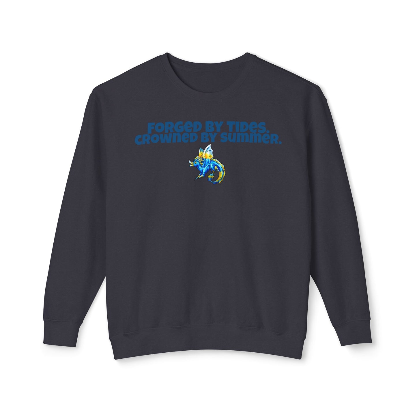 Chibi Summer Dragon- Forged & Crowned- Summer Fantasy- Sunlit Tide Dragon- Crewneck
