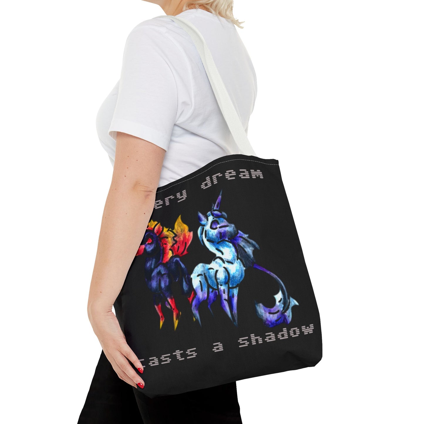 Chibi Dream and Nightmare Unicorn- Celestial Nightmare- Duality– Light and Dark Fantasy- Double-Sided Tote Bag