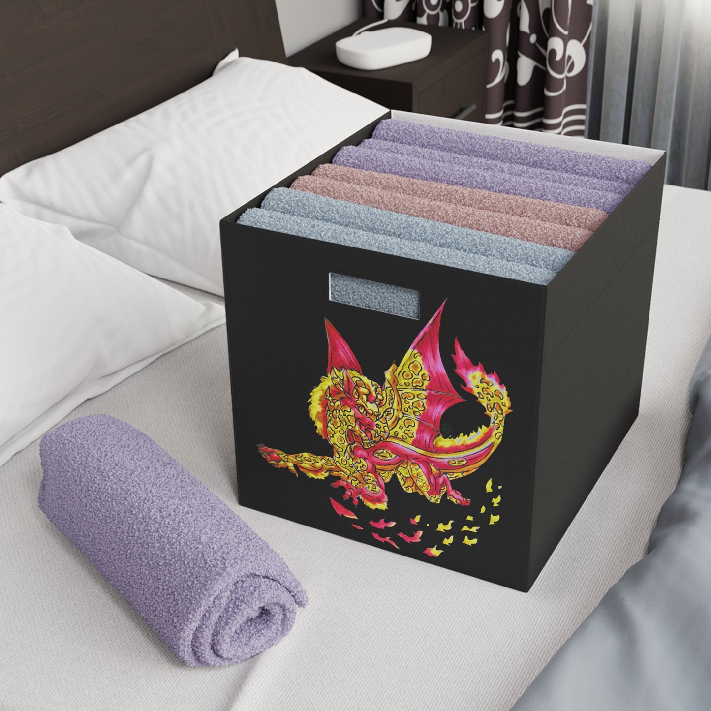 Cutesy Fire Dragon Fly Felt Storage Box