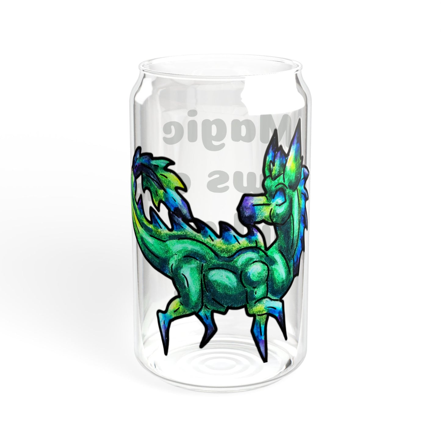 Chibi Arlathia the Hedgehog- Magic Grows- Green Creature Drawing - Cute Animal Illustration- Glass Tumbler, 16oz