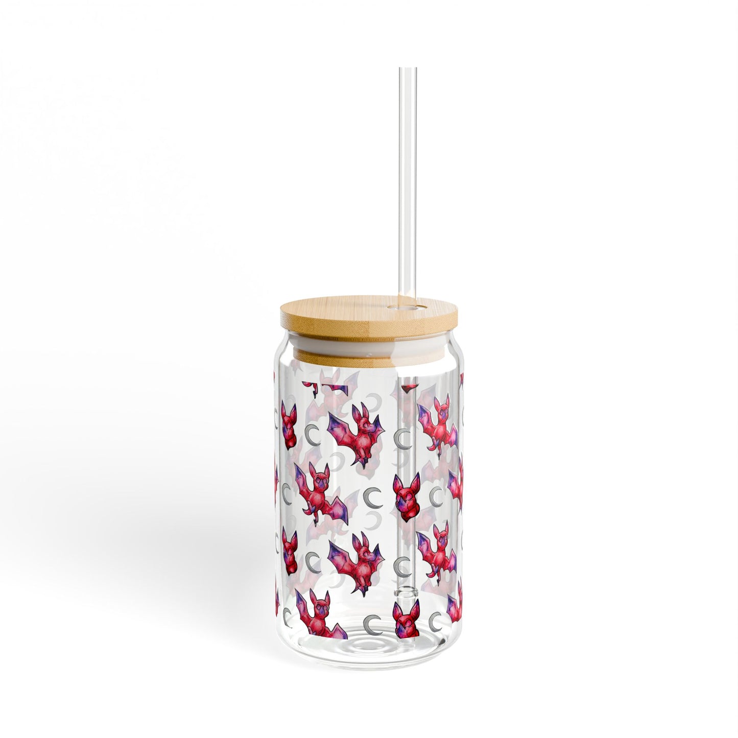Minis Myra the Bat Pattern Sipper Glass, 16oz