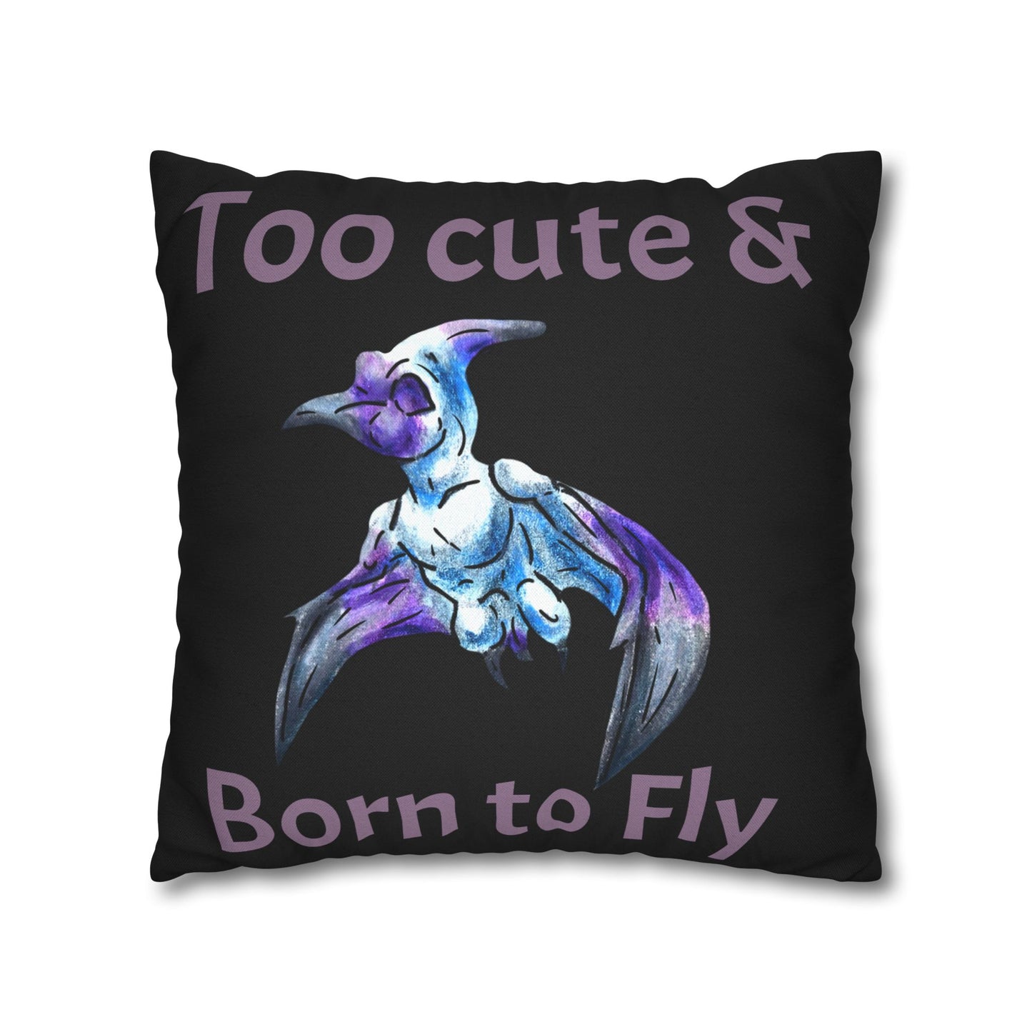 Siln – Fantasy Pterodactyl Art - Double-sided Flying Dinosaur Illustration Spun Polyester Square Pillowcase