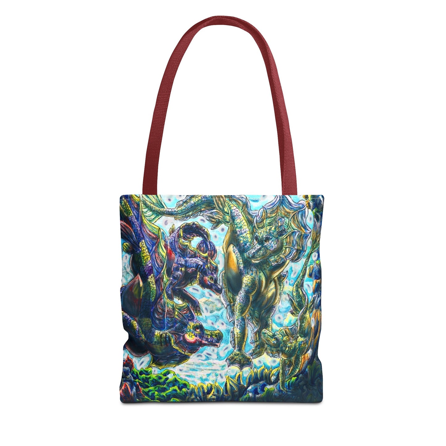 Dual Hippocampus – Dual Ocean Fantasy Art – Hippocampus Pair- Two-Toned Tote
