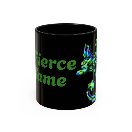 Arlith- Emerald Chibi Dragon – Aggressive Green Fantasy Chibi Dragon Art – Too fierce to tame mug – Mythical Creature – Dragon Lover Gift Coffee Mug