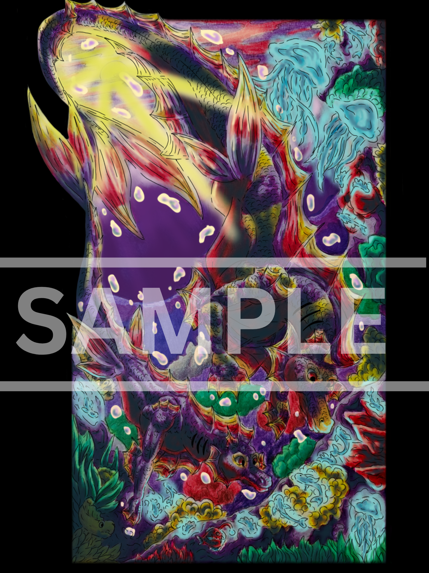 Sunset Hippocampus Digital DOWNLOAD Print