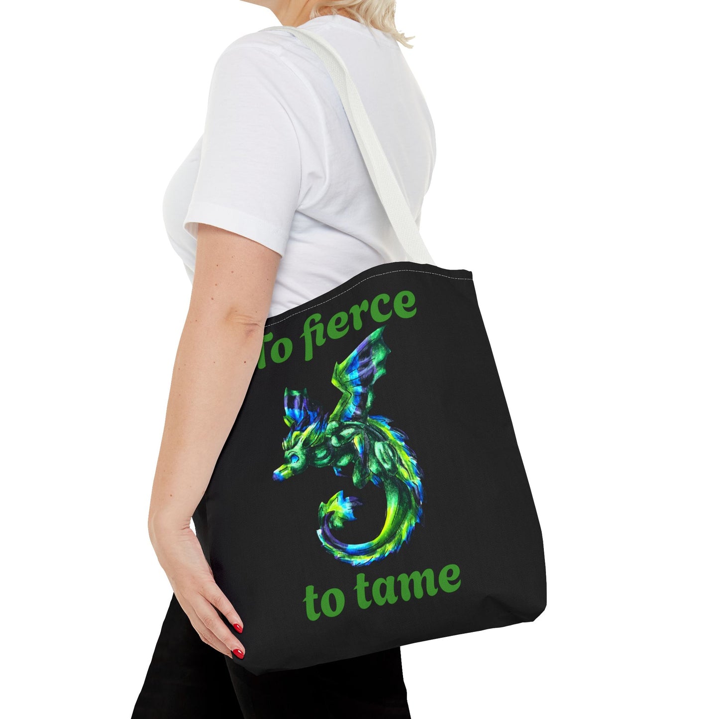 Chibi Arlith the Dragon- Green Dragon- Fantasy- Two-toned Tote Bag