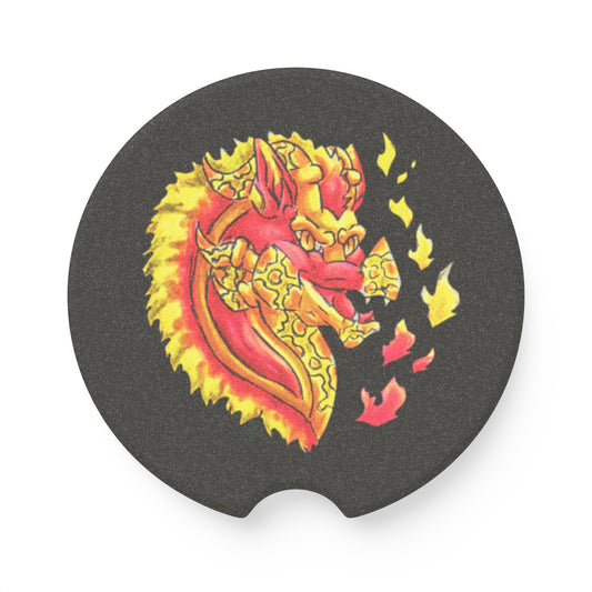 Cutesy Fire Dragon Head Soapstone Car Coaster