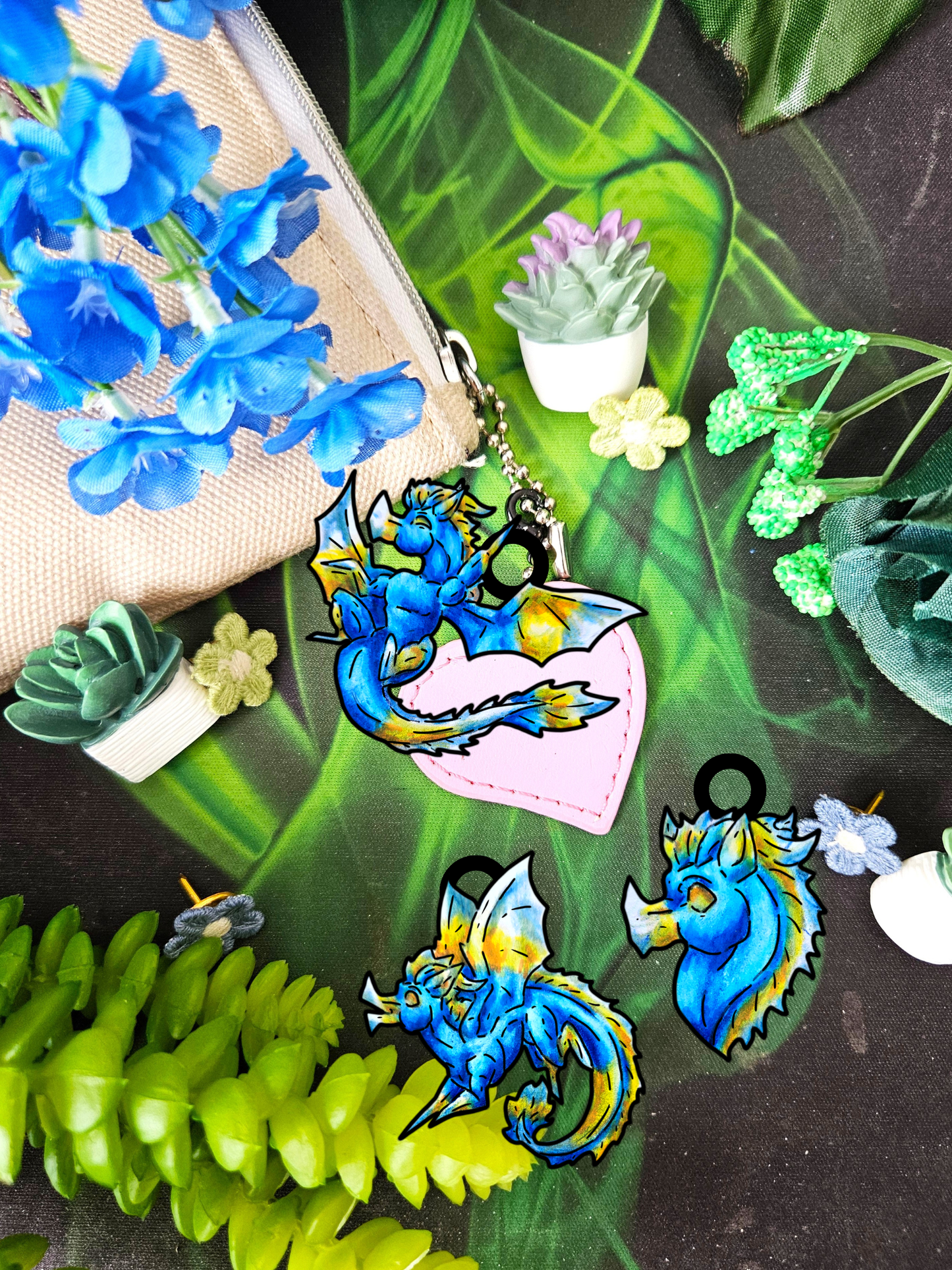 Chibi Summer Dragon- Summer Fantasy- Sunlit Tide Dragon- Shrink Charm 3pk