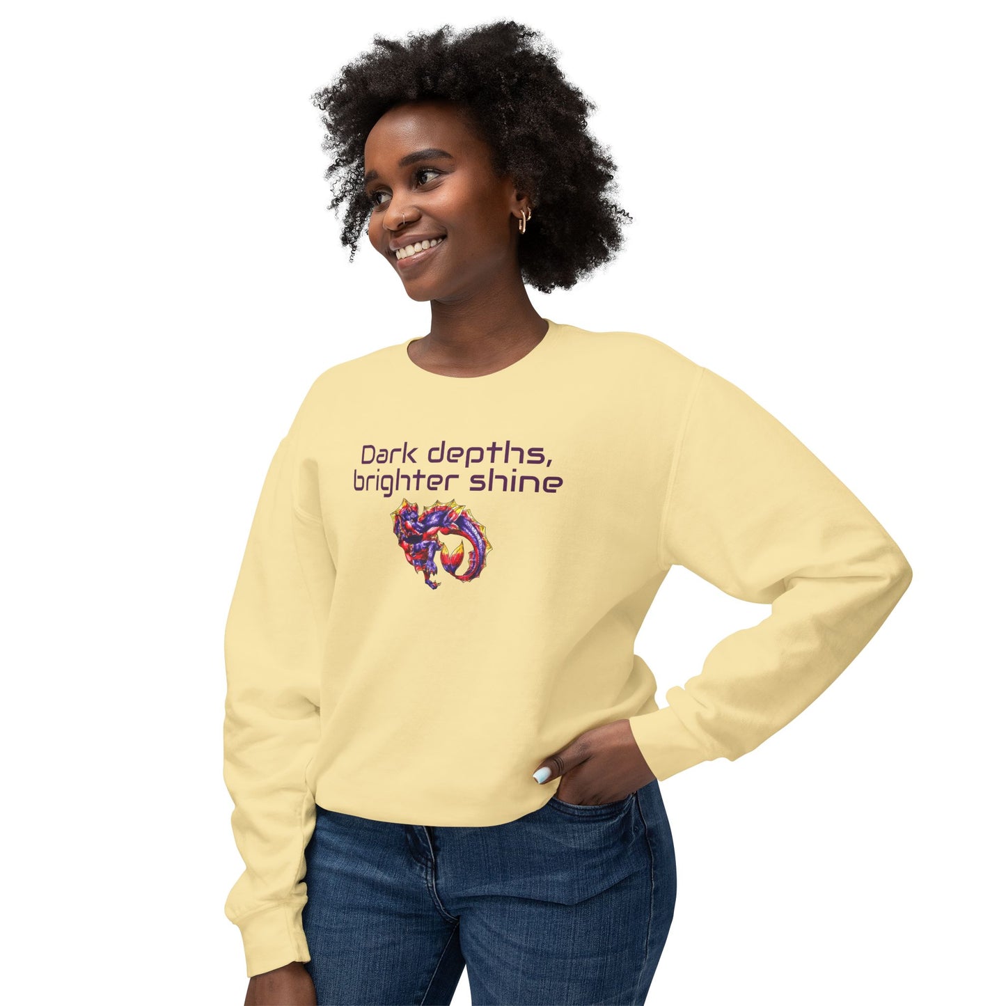 Baby Sunset Hippocampus- Depths & Shine- Marine Fantasy Illustration- Fantasy Ocean Art- Unisex Crewneck