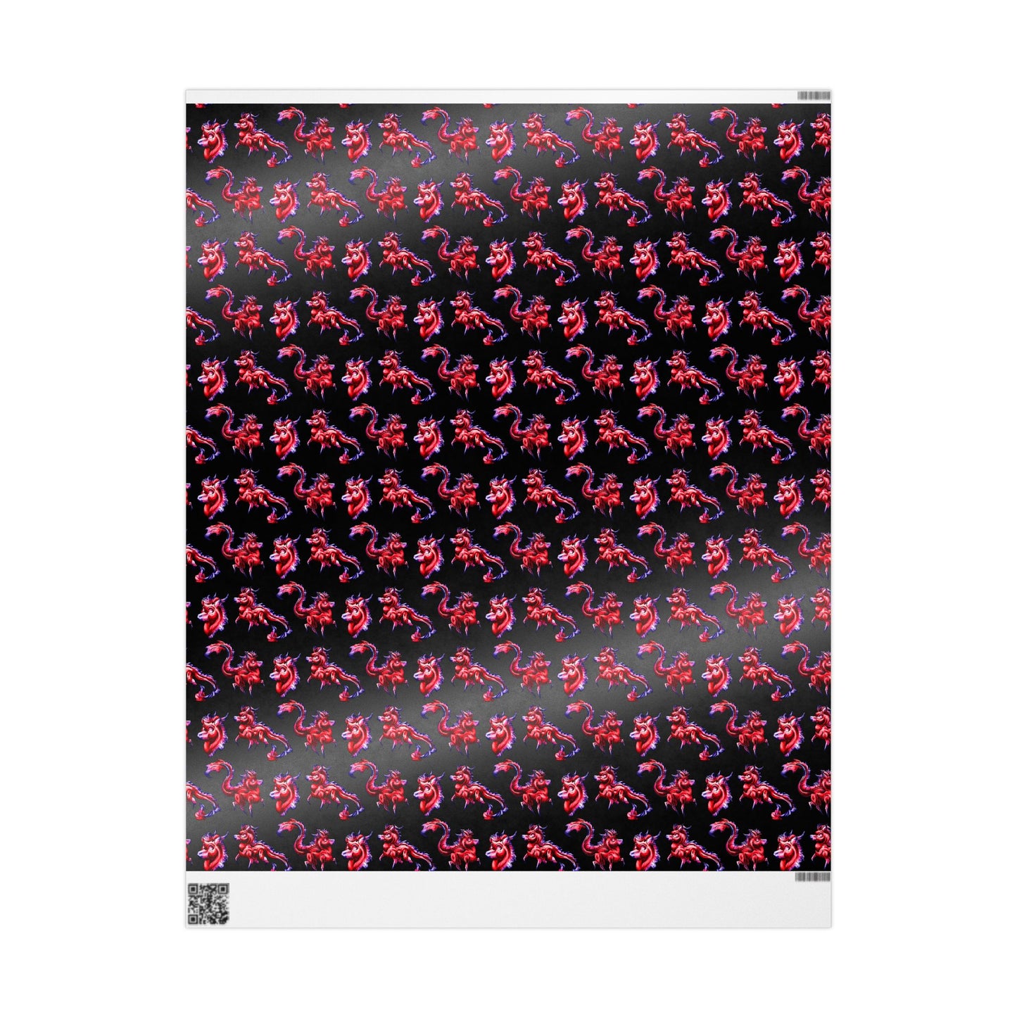Chibi Myer the Kirin Pattern - Mythical Creature Decor –Red Kirin Lover Gift Pattern Gift Wrap Sheets