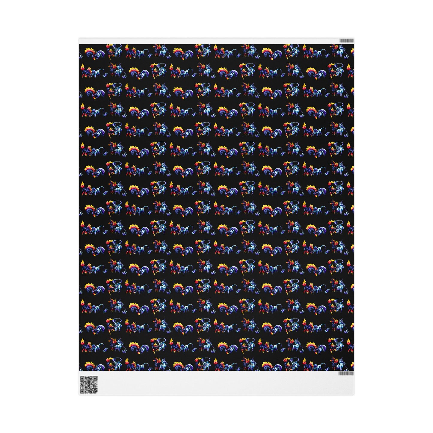 Chibi Dream and Nightmare Unicorn- Pattern- Celestial Nightmare- Duality– Light and Dark Fantasy- Wrapping Paper