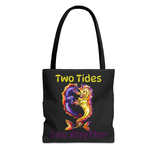 Chibi Dual Hippocampus – Dual Ocean Fantasy Art – Hippocampus Pair- Double-sided Tote Bag