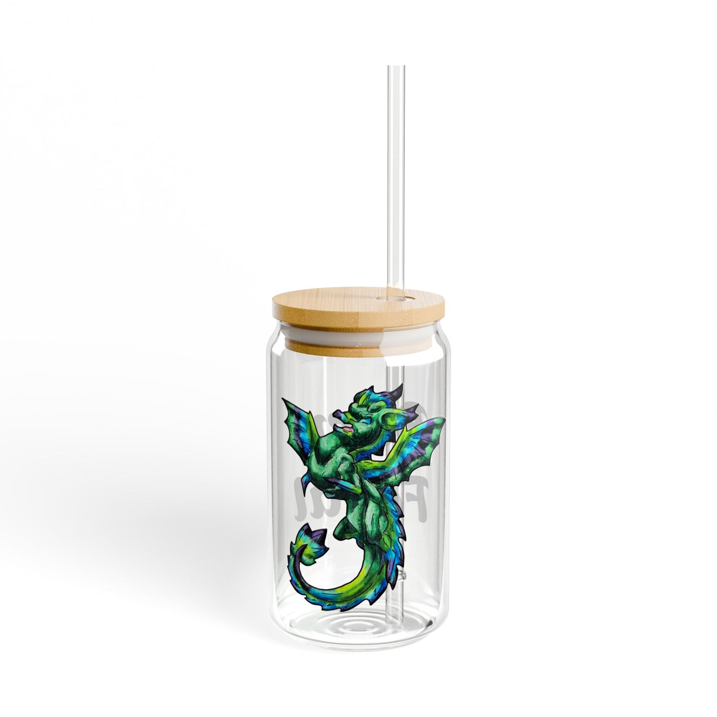 Arlith- Emerald Chibi Dragon – Aggressive Green Fantasy Chibi Dragon Art – Born Feral tumbler – Mythical Creature – Dragon Lover Gift Sipper Glass, 16oz