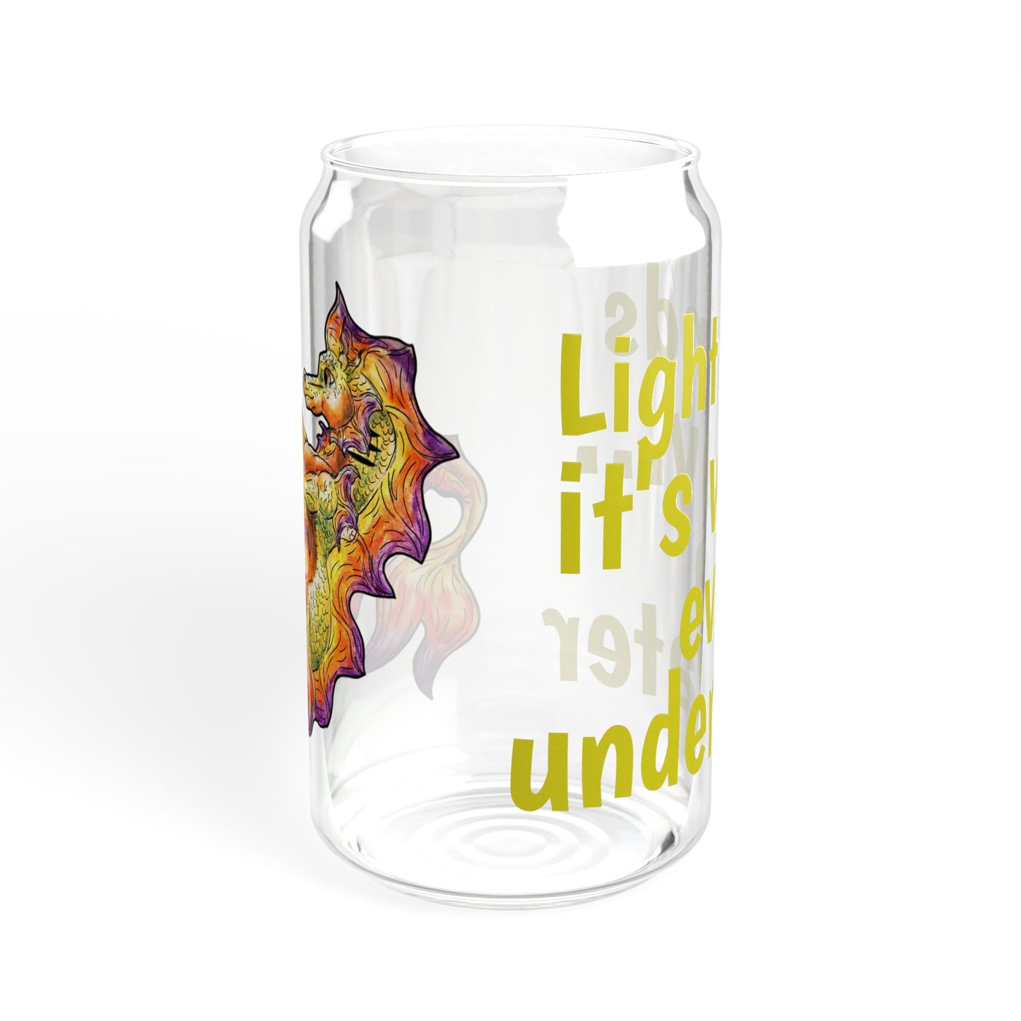 Baby Sunrise Hippocampus – Light Underwater- Golden Ocean Fantasy Art – Warm Fantasy Sea Creature Art- Glass Tumbler16oz
