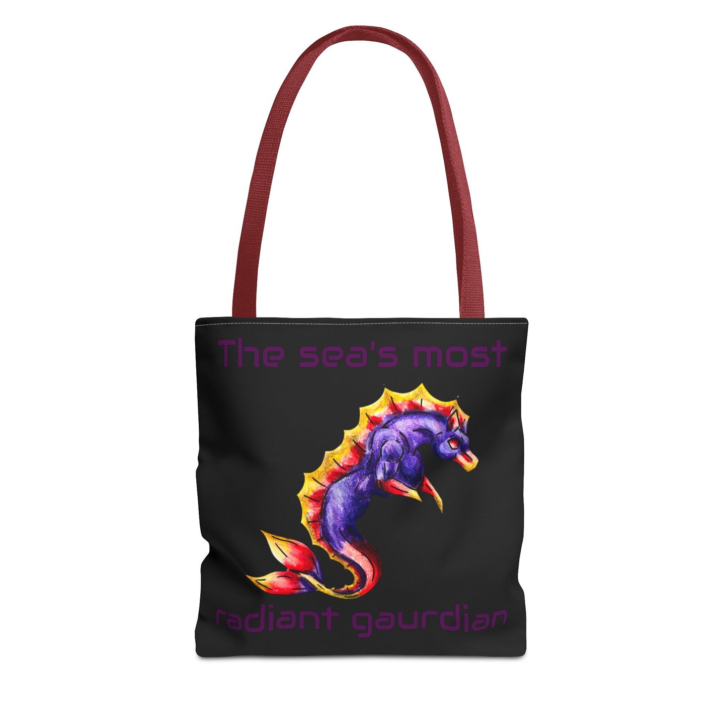 Chibi Sunset Hippocampus- Vibrant Ocean Fantasy Art- Marine Fantasy Illustration- Fantasy Ocean Art- Double-sided Tote Bag