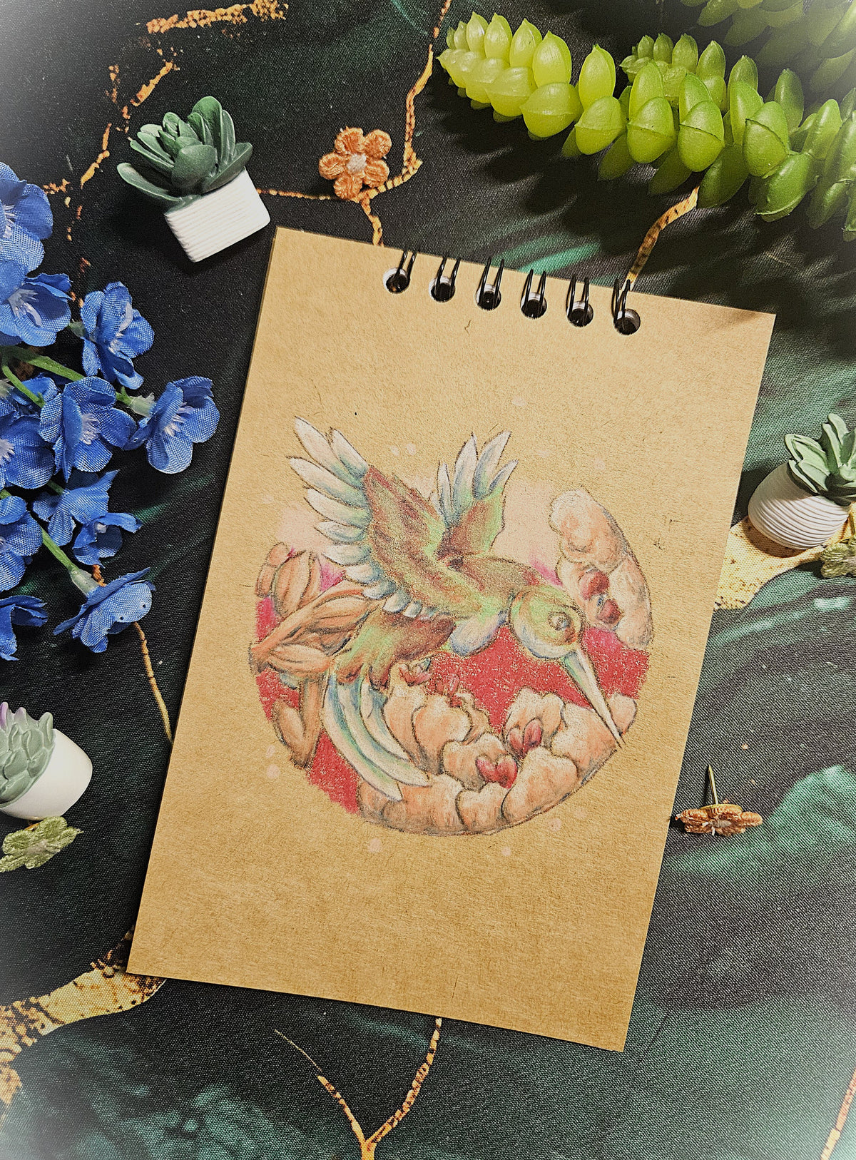 Small Handmade Sketchbook- Notebooks-Pocketbooks- Humming Bird