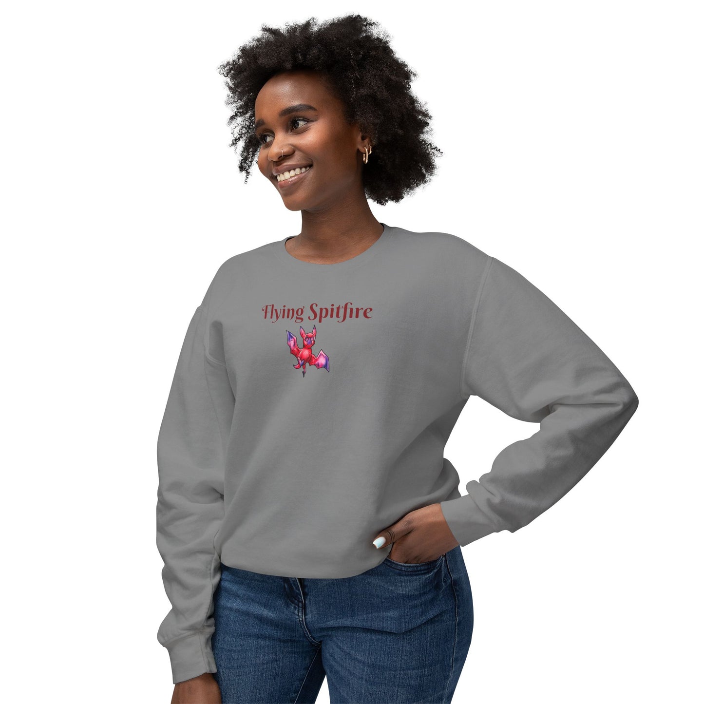 Chibi Myra the Bat- Flying Spitfire- Chibi Bat- Cute Animal - Crewneck