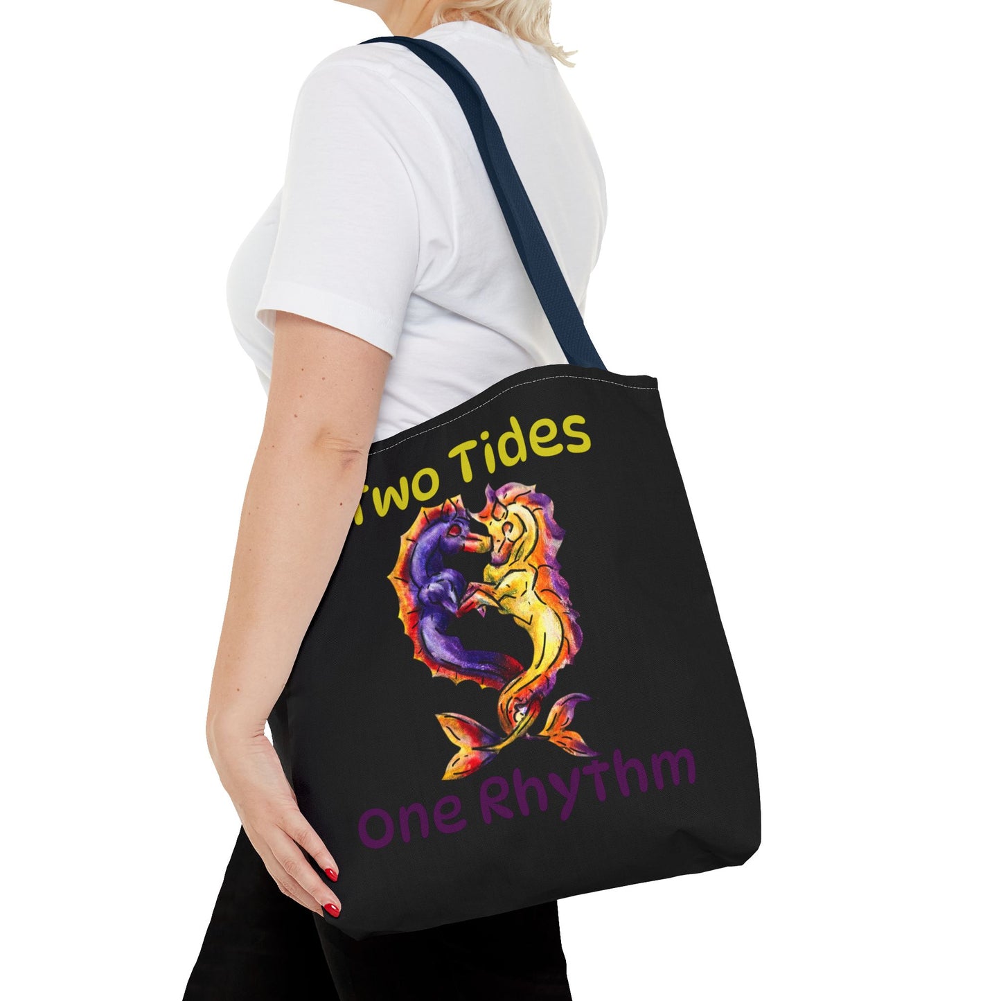 Chibi Dual Hippocampus – Dual Ocean Fantasy Art – Hippocampus Pair- Double-sided Tote Bag
