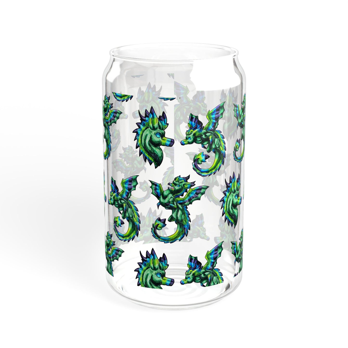 Arlith- Emerald Chibi Dragon –  Aggressive Green Fantasy Chibi Dragon Art – Dragon Pattern – Mythical Creature– Dragon Lover Gift Sipper Glass, 16oz