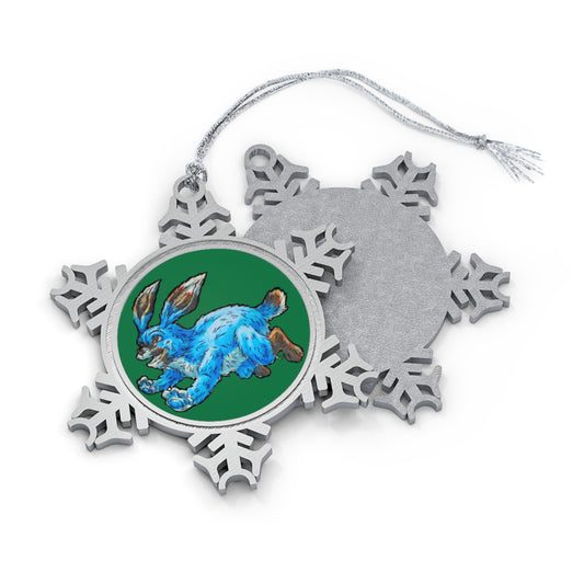 Snow the Rabbit Pewter Snowflake Ornament