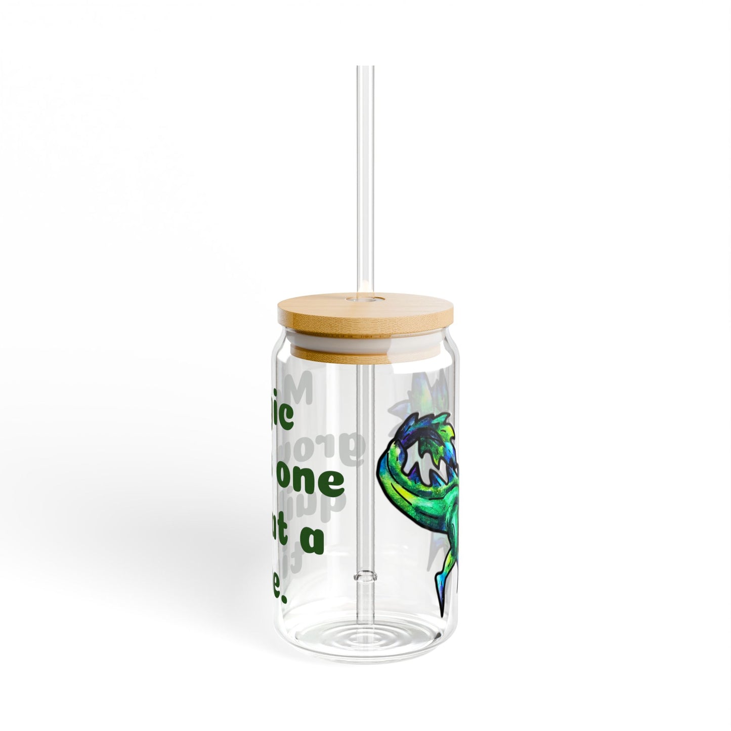 Chibi Arlathia the Hedgehog- Magic Grows- Green Creature Drawing - Cute Animal Illustration- Glass Tumbler, 16oz
