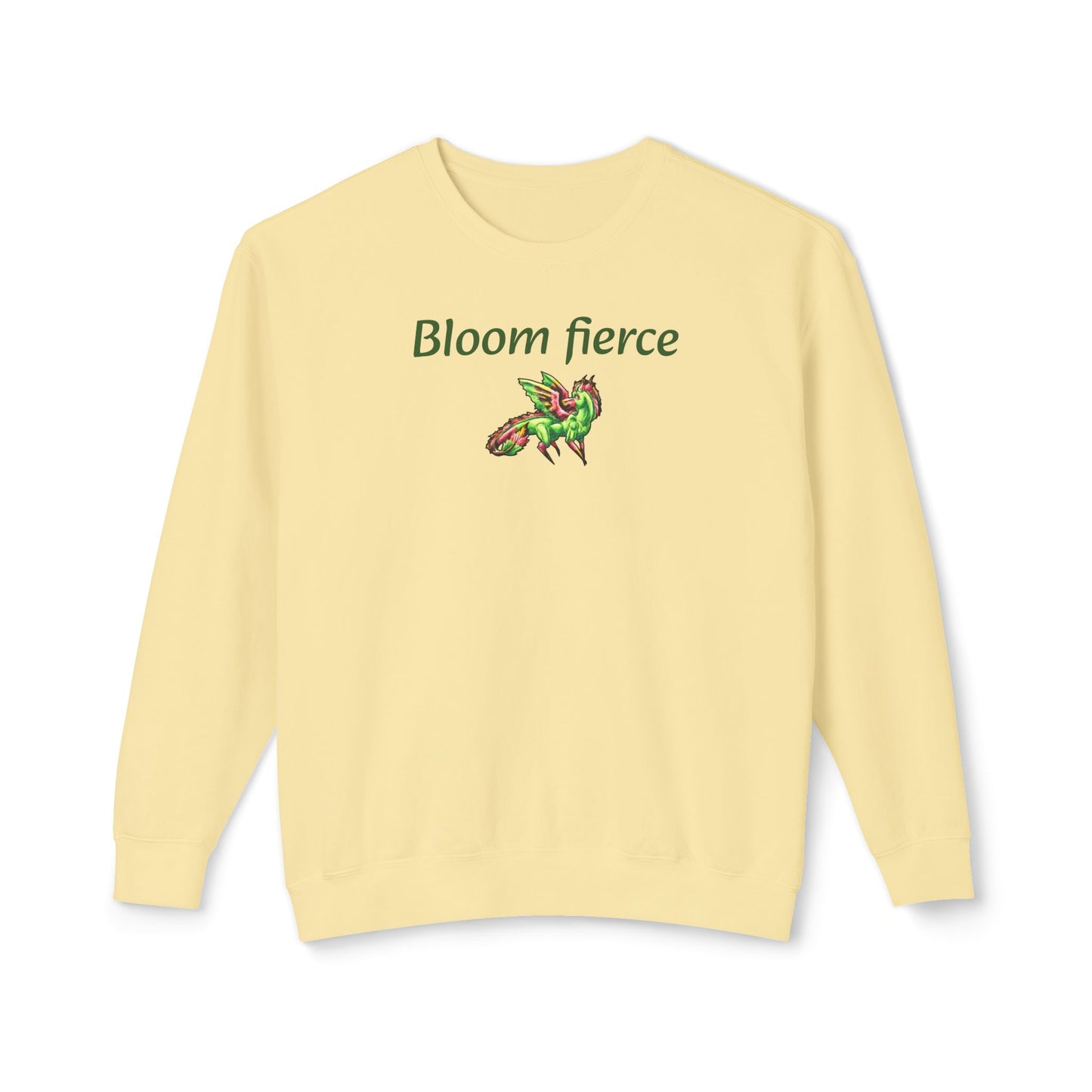 Chibi Spring Dragon- Bloom Fierce Sweathshirt- Fantasy Nature- Mythical Creature- Forest Guardian Art - Dragon Lover Gift - Unisex Crewneck