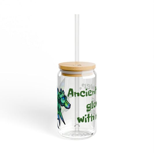 Chibi Arith the Stegosaurus-Ancient Power- Chibi Dinosaur Art- Prehistoric Creature- Glass Tumbler 16oz