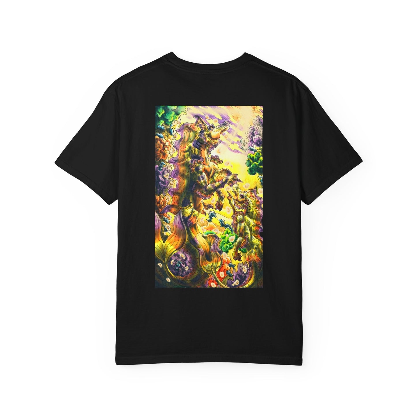 Team Sunrise Hippocampus – Golden Ocean Fantasy Art – Warm Fantasy Sea Creature Art- T-shirt
