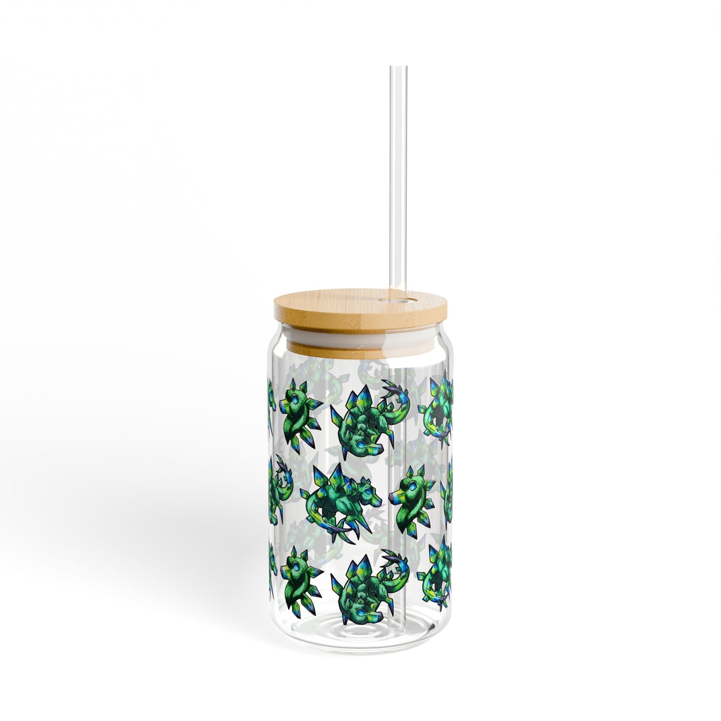 Chibi Arith the Stegosaurus Pattern- Chibi Dinosaur Art- Prehistoric Creature- Glass Tumbler 16oz