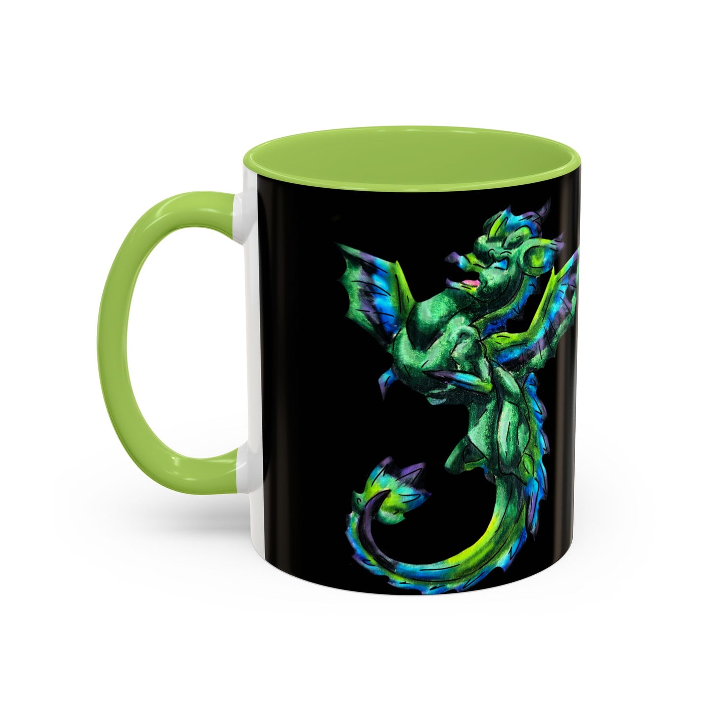 Arlith- Emerald Chibi Dragon – Aggressive Green Fantasy Chibi Dragon– Born Feral Mug – Mythical Creature– Dragon Lover Gift Coffee Mug