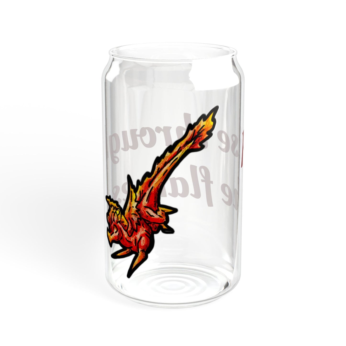 Chibi Fire Dragon- Rise- Elemental- Fantasy Dragon- Glass tumbler 16oz
