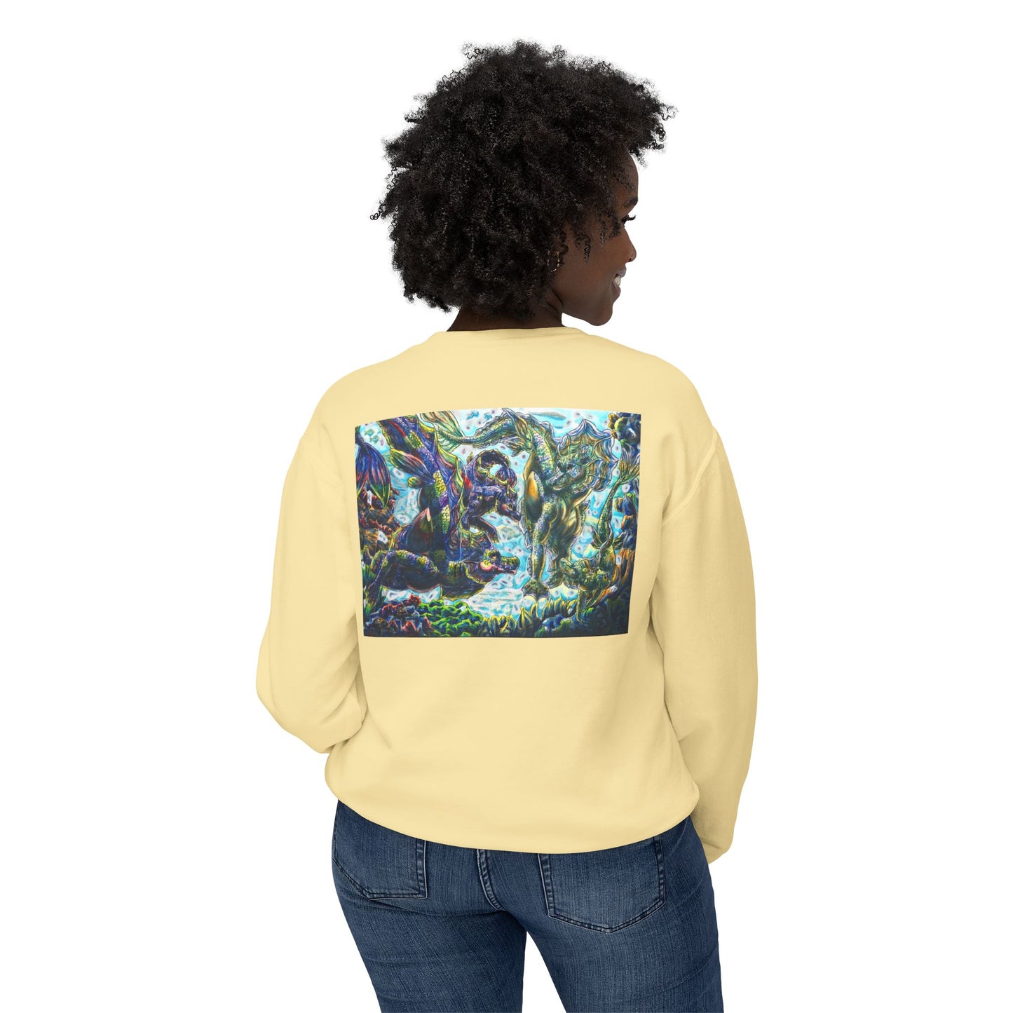 Dual Hippocampus – Dual Ocean Fantasy Art – Hippocampus Pair- Unisex Crewneck