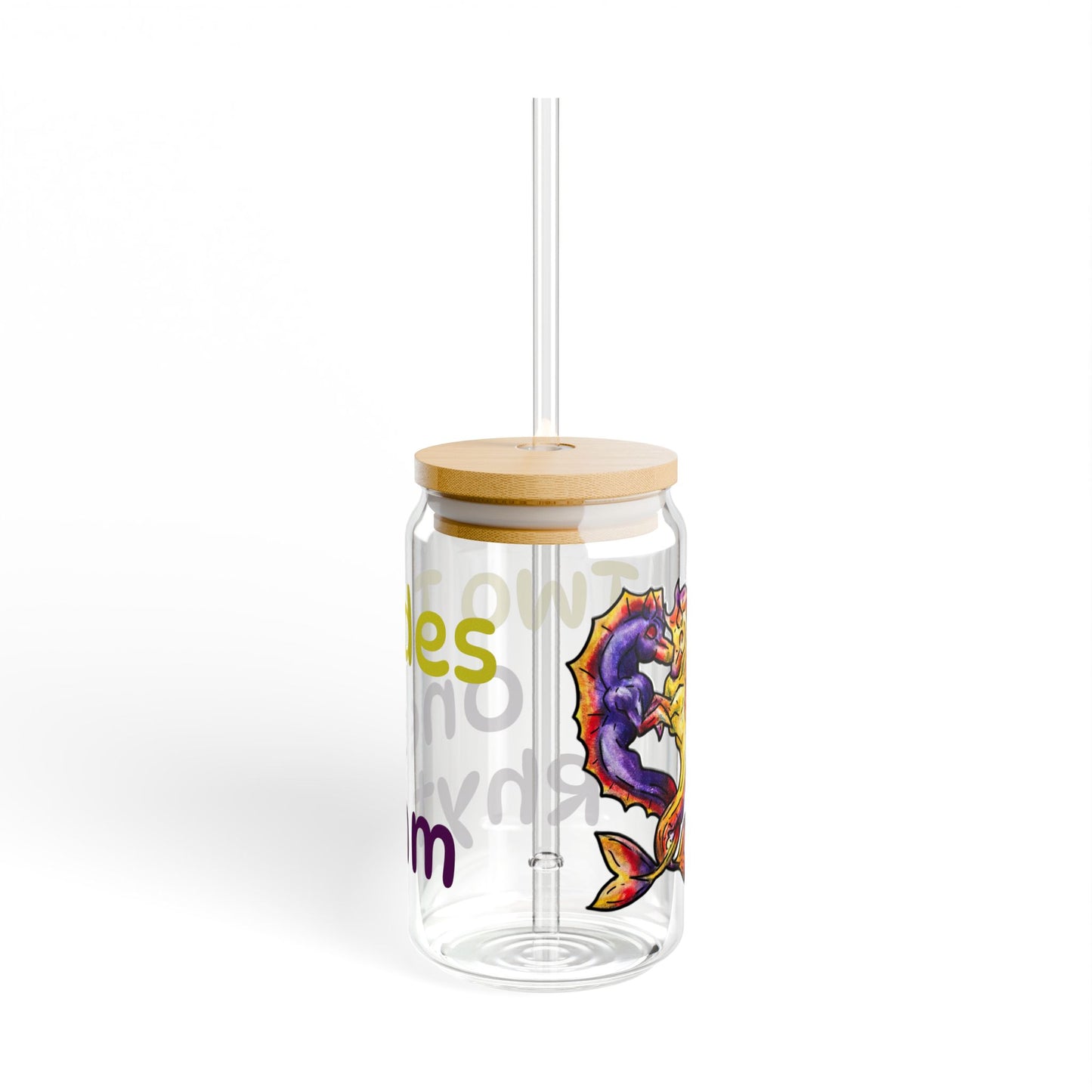 Dual Hippocampus – Two Rhythms- Dual Ocean Fantasy Art – Hippocampus Pair- Glass Tumbler 16oz