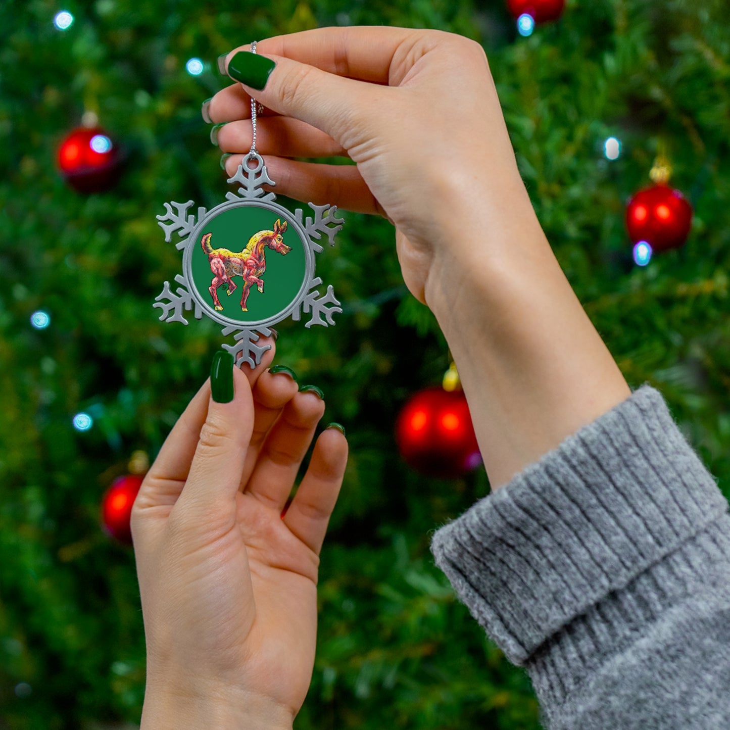 Lights the Doe Pewter Snowflake Ornament