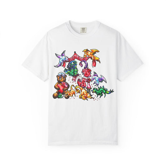 Valentine Chibis- Dinosaur Grouping – Fantasy Animal Art – Valentine's Day Art – Mythical Creature Decor – Valentine Lover Gift- Shirt