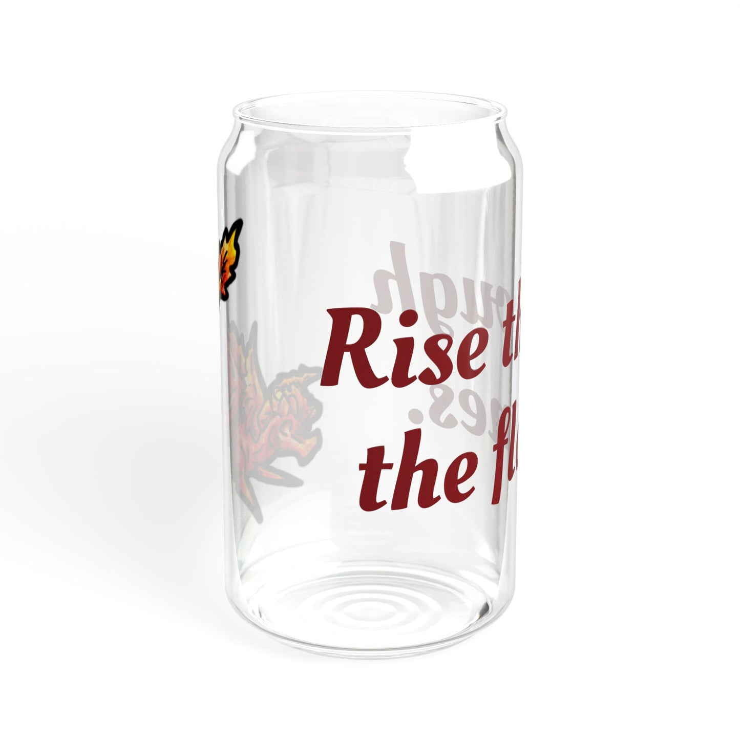 Chibi Fire Dragon- Rise- Elemental- Fantasy Dragon- Glass tumbler 16oz