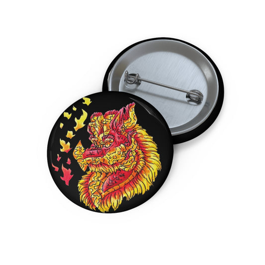 Fire Dragon Head Custom Pin Buttons