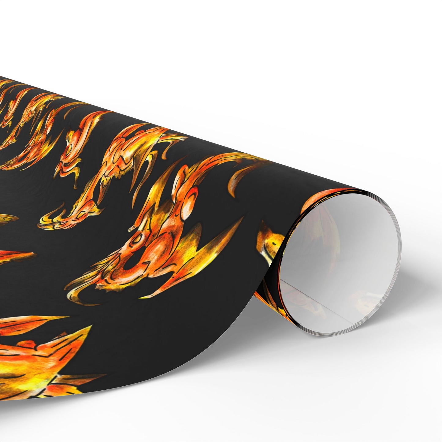 Chibi Cayene the Pheonix Pattern- Fantasy Bird Illustration- Majestic Phoenix- Wrapping paper