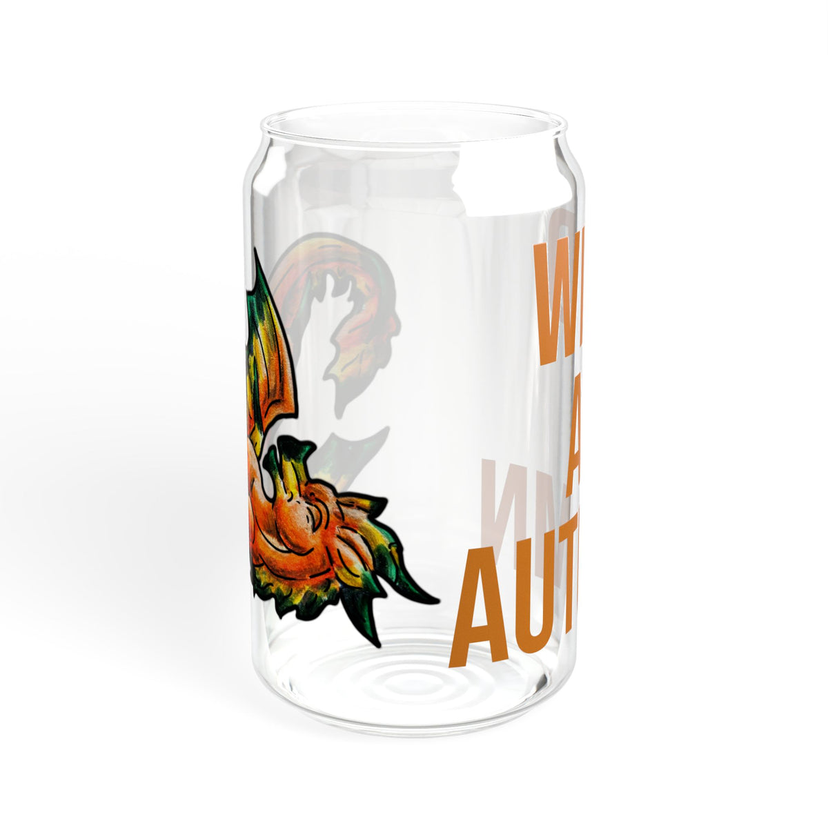 Chibi Fall Dragon- Wild- Autumn Fantasy- Glass Tumbler, 16oz