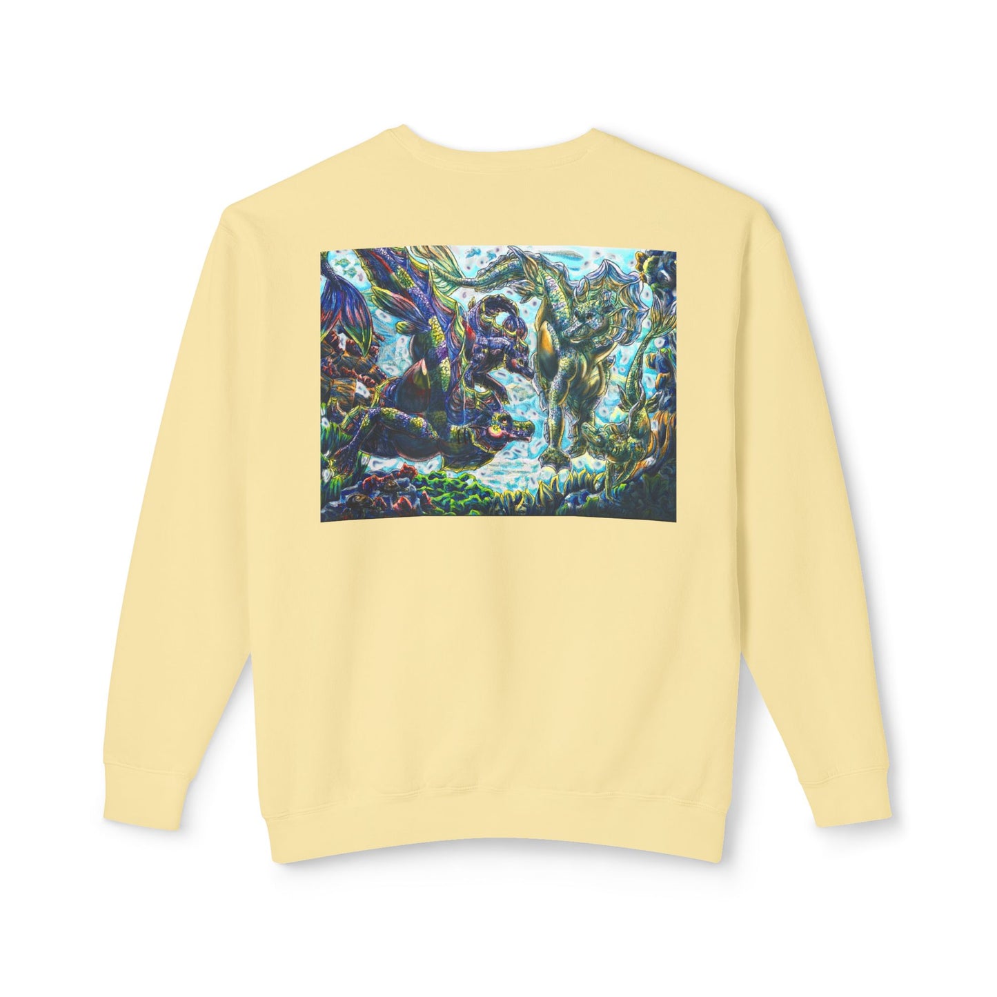 Dual Hippocampus – Dual Ocean Fantasy Art – Hippocampus Pair- Unisex Crewneck