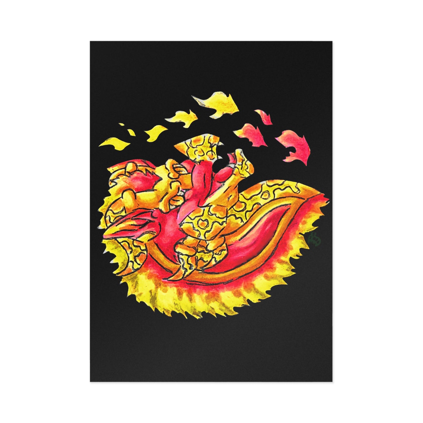 Cutesy Fire Dragon Head of Fine Art Postcards