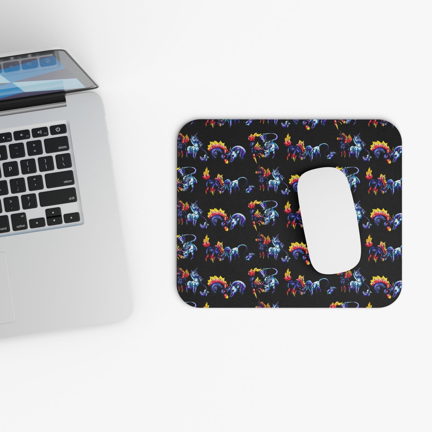 Chibi Dream and Nightmare Unicorn- Pattern- Celestial Nightmare- Duality– Light and Dark Fantasy- Mouse Pad