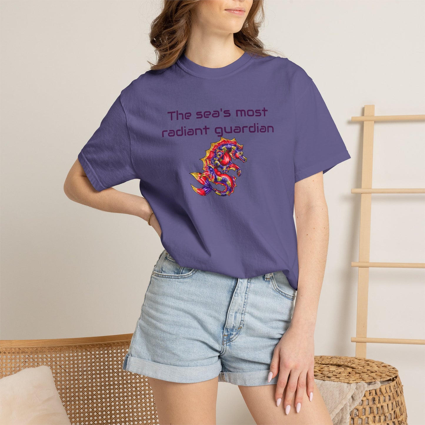 Sunset Hippocampus- The Sea's Guardian- Marine Fantasy Illustration- Fantasy Ocean Art- T-shirt
